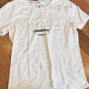 Karl Lagerfeld Embellished White Tee